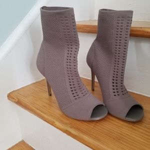 Charles David peep toe sock boot heels